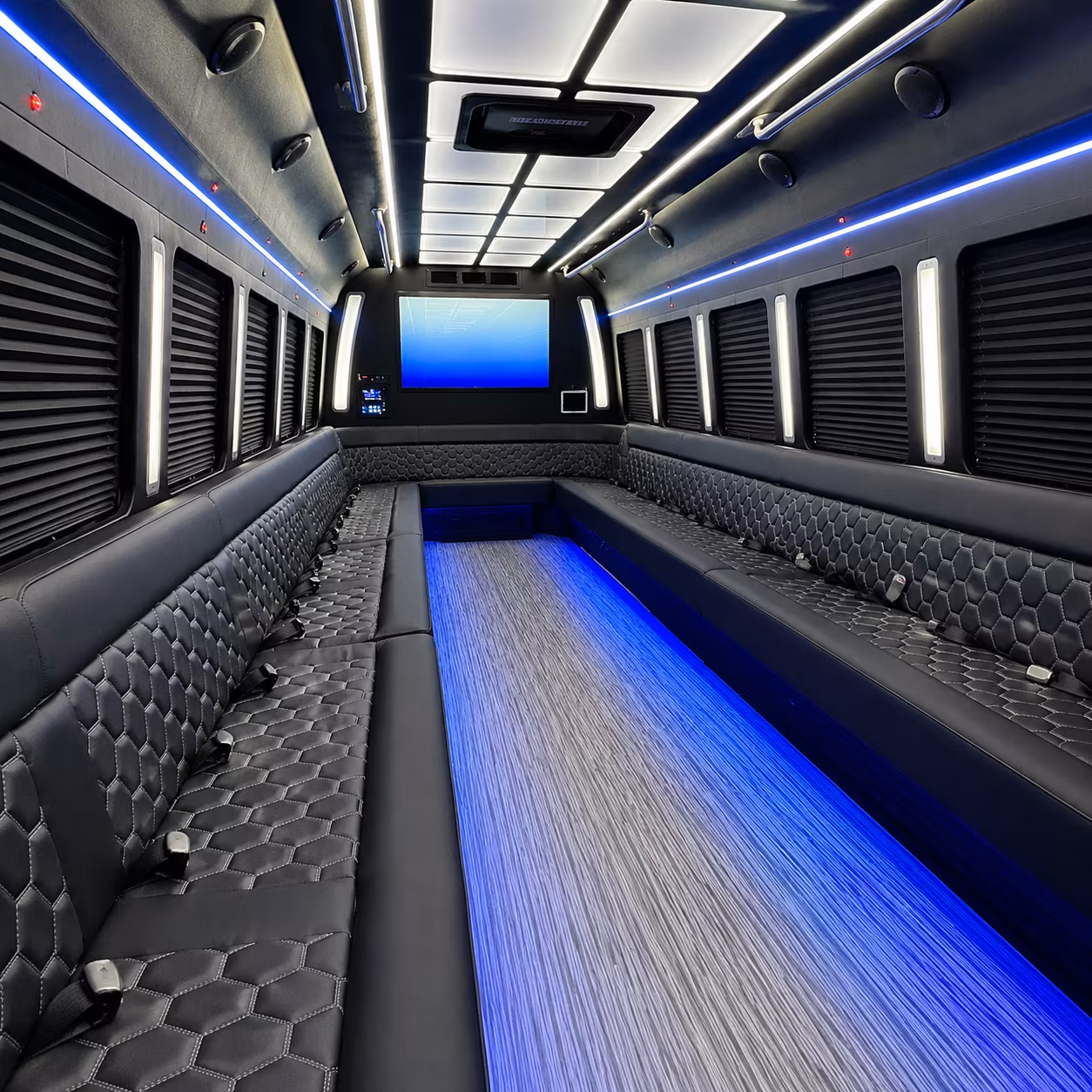 Roseville Bachelor & Bachelorette Transportation party bus exterior