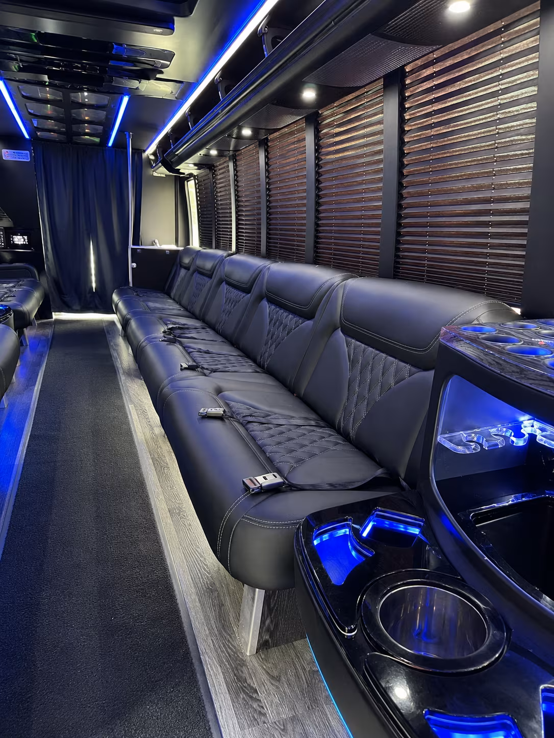 Roseville Private Event Transportation party bus exterior