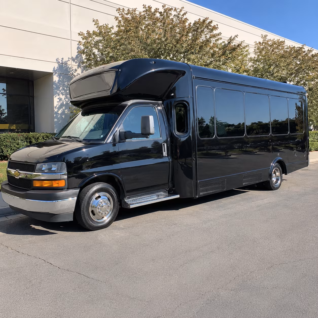 Roseville Private Event Transportation party bus exterior