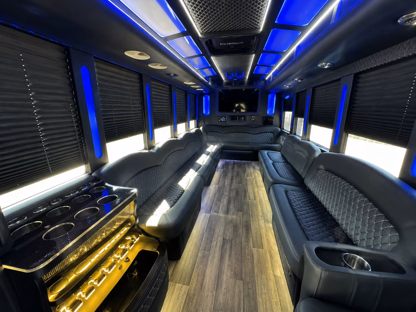 Roseville Private Event Transportation party bus exterior