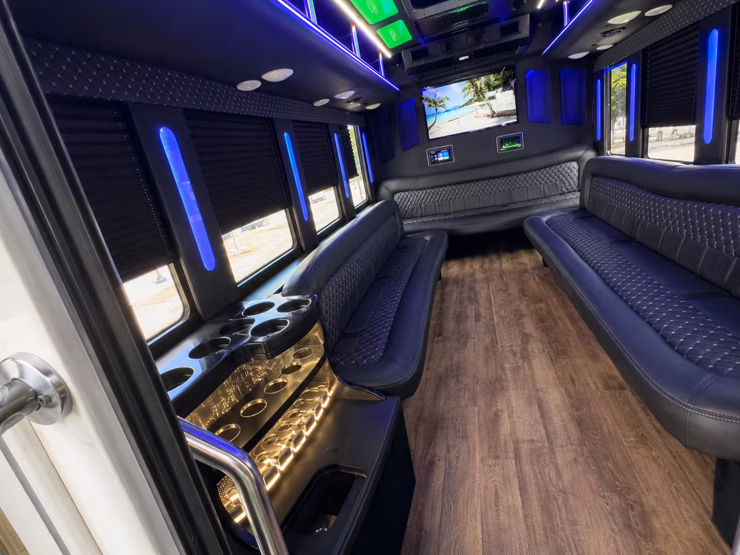 Roseville Private Event Transportation party bus exterior