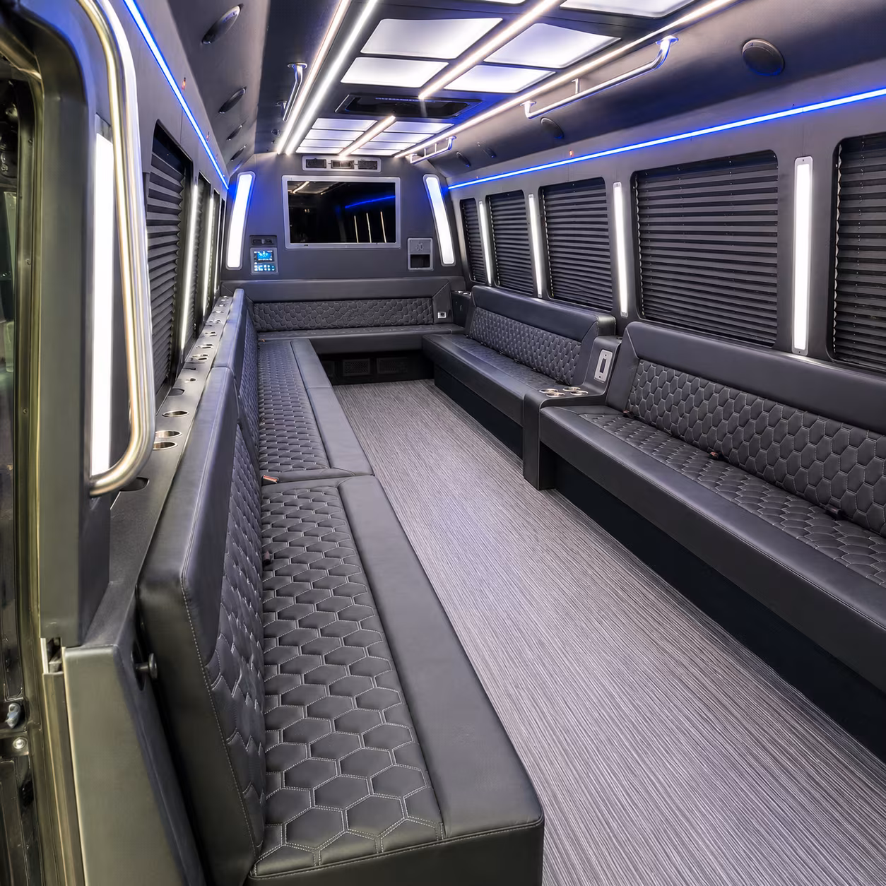 Roseville Private Event Transportation party bus interior