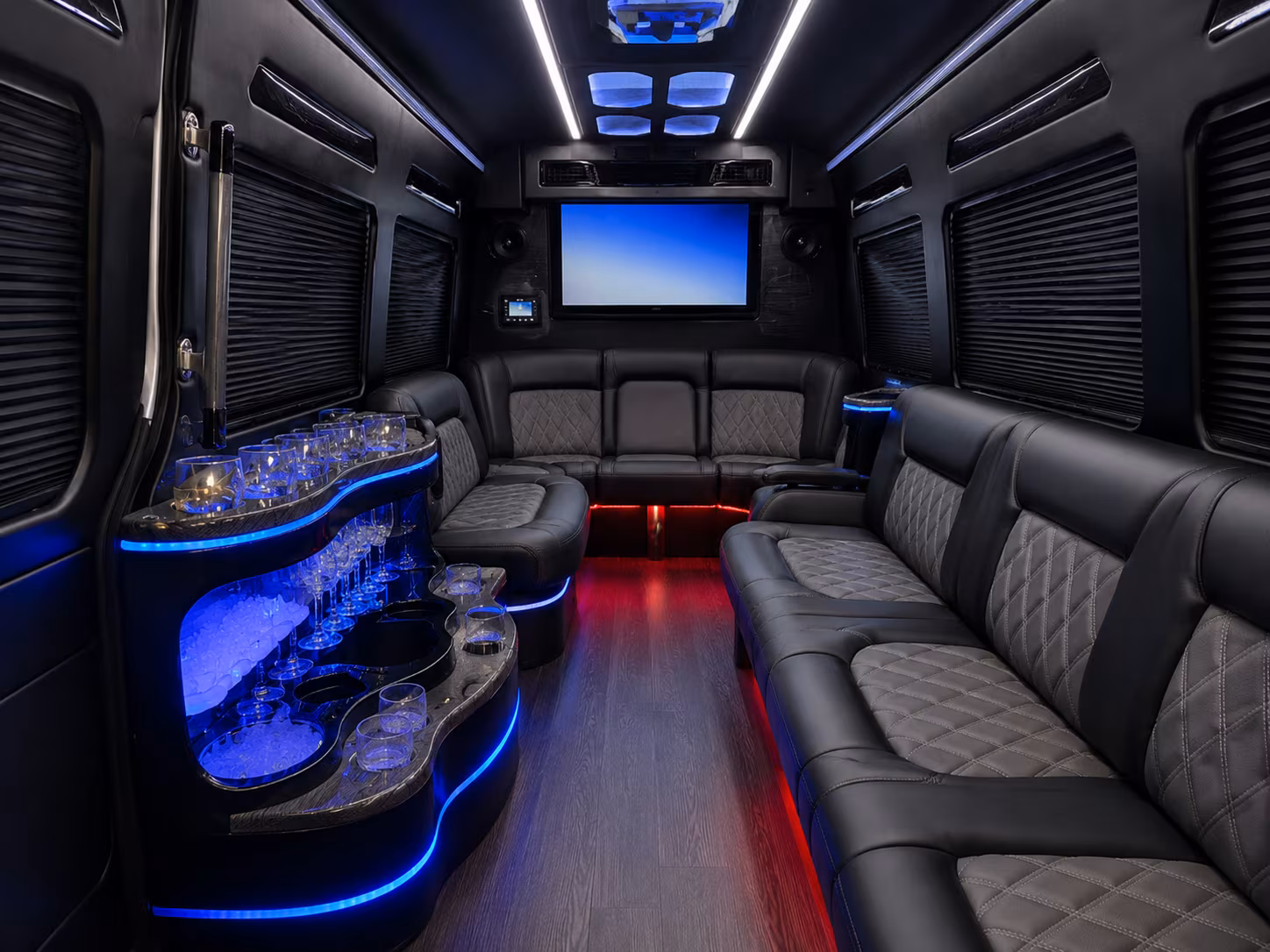 Roseville School Event Transportation party bus exterior