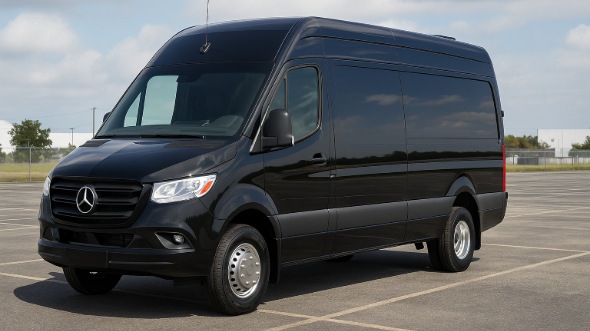 Exterior of Charter Bus Company Rancho Cordova's 14 Passenger Sprinter Limousine in Rancho Cordova