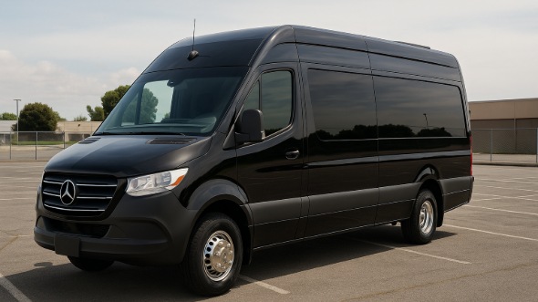 Exterior of Roseville Party Bus Company's 14 Passenger Sprinter Limousine in Roseville