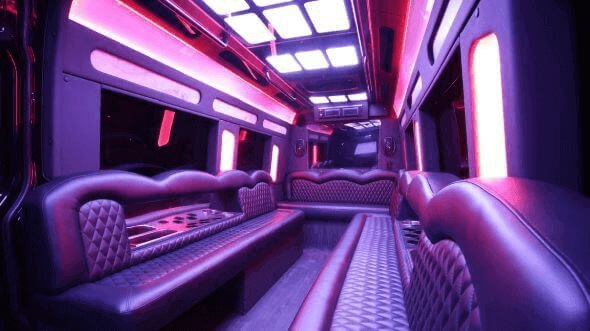 Interior of Charter Bus Company Carmichael's 15 Passenger Party Bus in Carmichael
