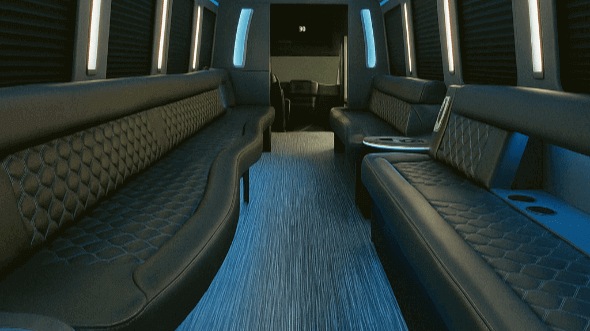 Interior of Charter Bus Company Rancho Cordova's 28 Passenger Party Bus in Rancho Cordova