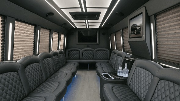 Interior of Charter Bus Company Carmichael's 30 Passenger Party Bus in Carmichael