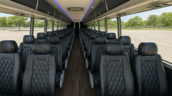 Interior of Charter Bus Company Roseville's 40 Passenger Charter Bus in Roseville
