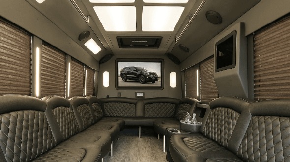 Interior of Charter Bus Company Citrus Heights's 40 Passenger Party Bus in Citrus Heights