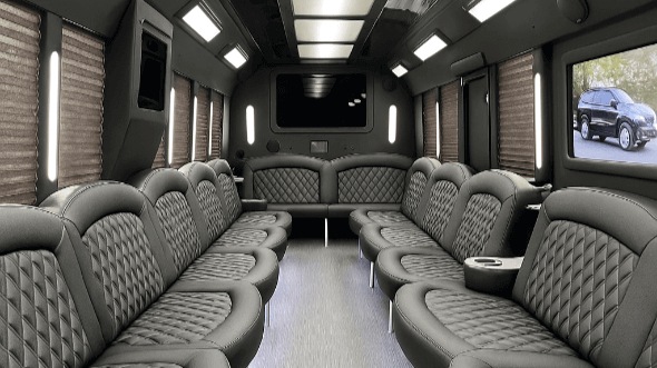 Interior of Charter Bus Company Elk Grove's 40 Passenger Party Bus in Elk Grove