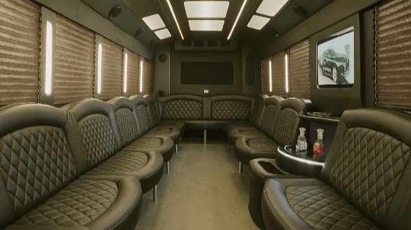 Interior of Charter Bus Company Folsom's 40 Passenger Party Bus in Folsom