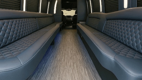 Interior of Charter Bus Company Rocklin's 40 Passenger Party Bus in Rocklin
