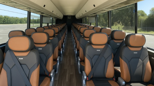 Interior of Charter Bus Company Roseville's 46 Passenger Charter Bus in Roseville