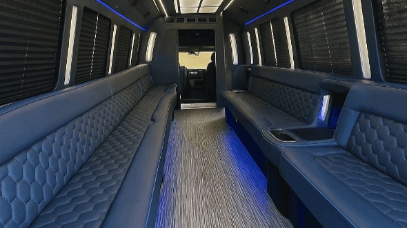 Interior of Charter Bus Company Folsom's 50 Passenger Party Bus in Folsom