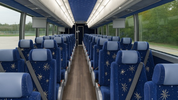Interior of Charter Bus Company Roseville's 54 Passenger Charter Bus in Roseville