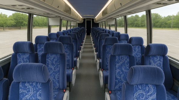 Interior of Charter Bus Company Roseville's 55 Passenger Charter Bus in Roseville