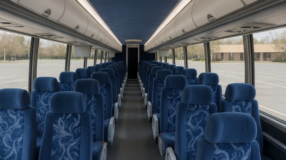 Interior of Charter Bus Company Roseville's 56 Passenger Charter Bus in Roseville