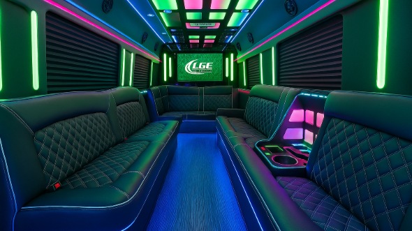roseville 30 passenger party bus interior